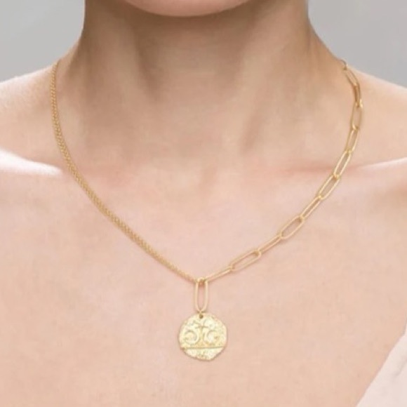 Dainty Moon Star Necklace, Gold Medallion Coin, Gold Oval/Rolo Chain Necklace - Picture 7 of 10